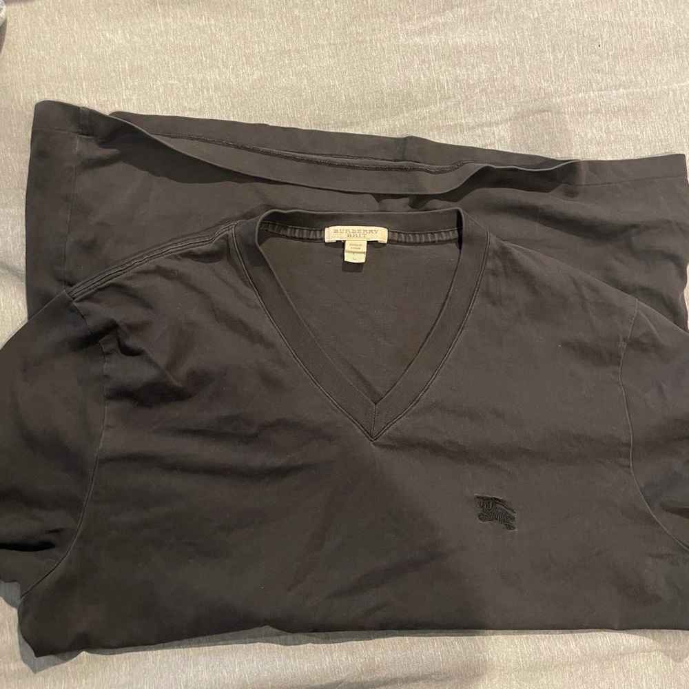 Black Burberry Brit  V neck T-shirt size large